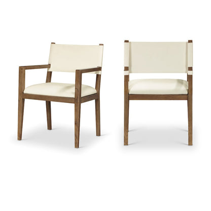 Avon Cream Vegan Leather Dining Arm Chair
