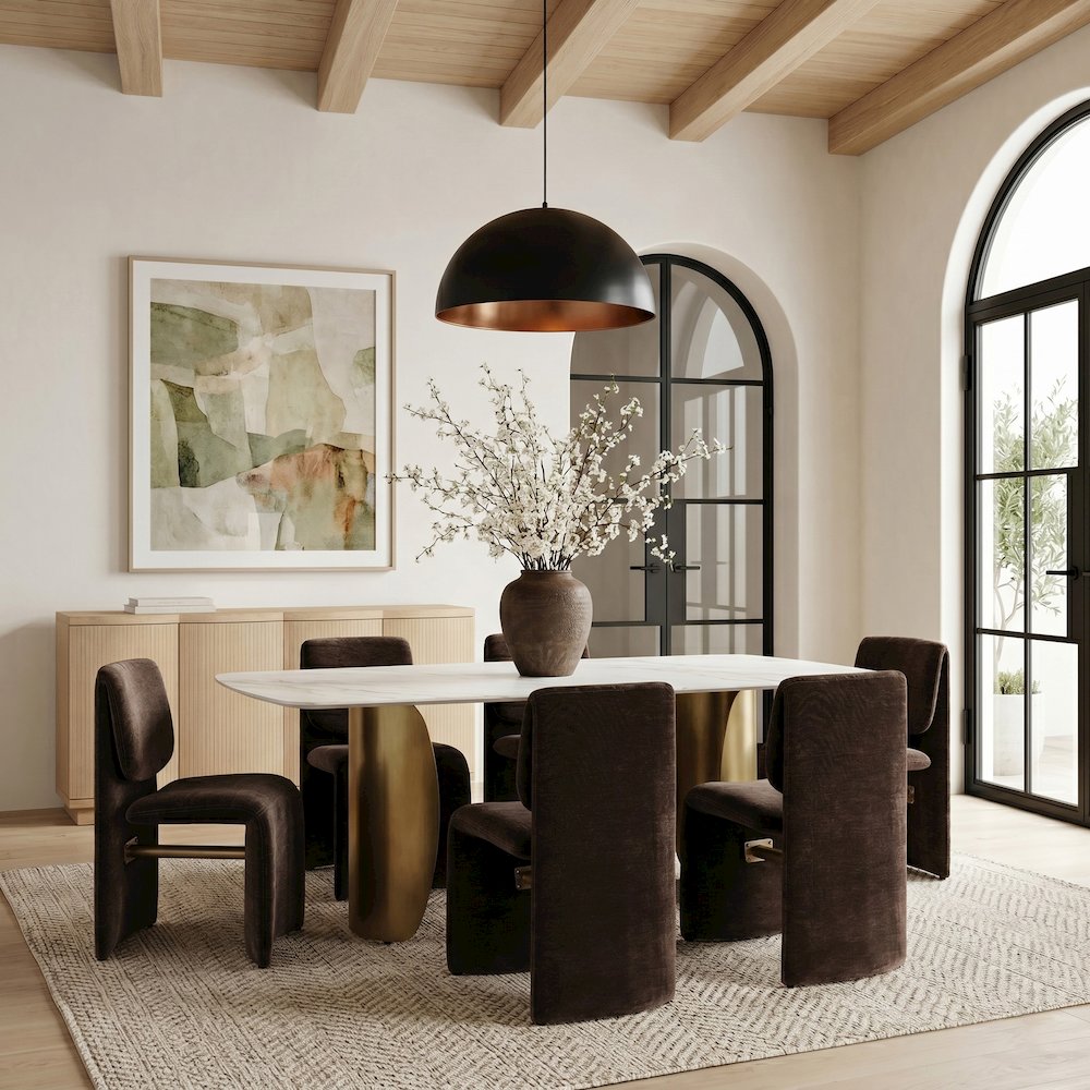 Slique Brown Fabric Upholstered Dining Chair