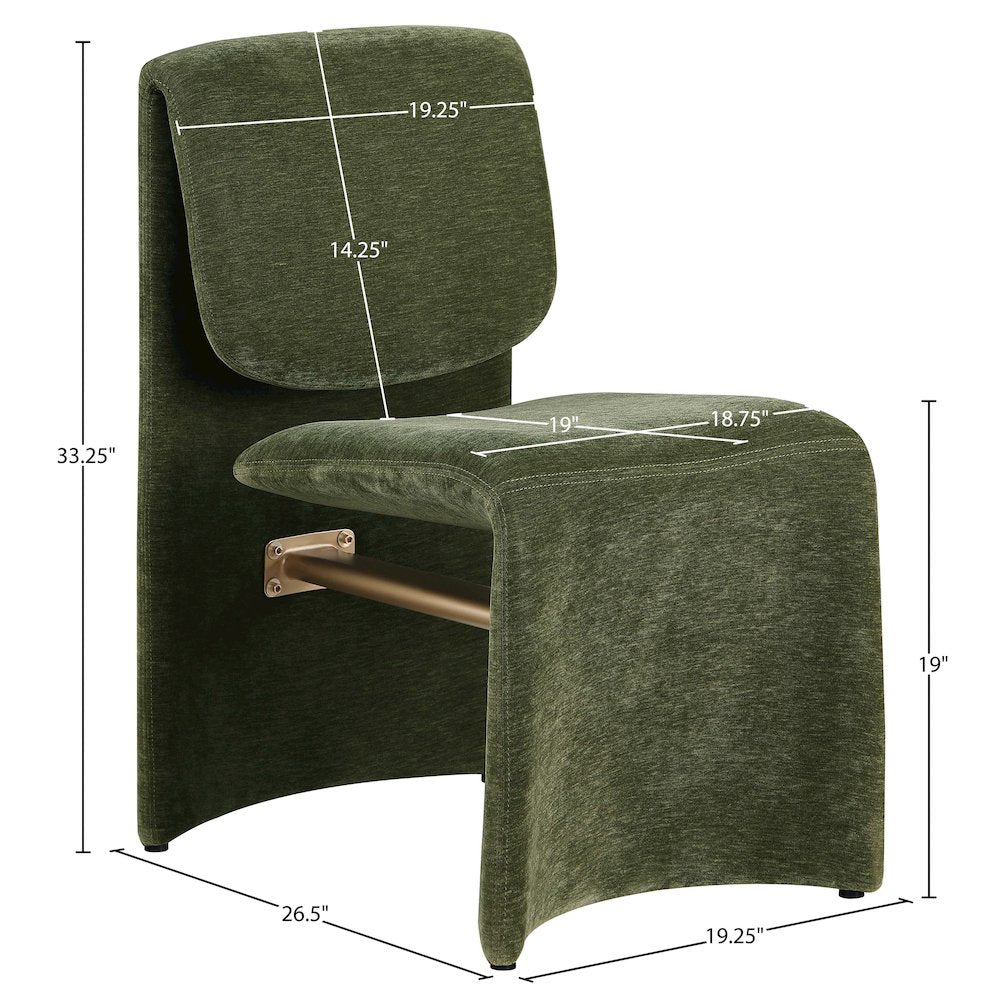 Slique Green Performance Fabric Upholstered Dining Chair, Set of 2