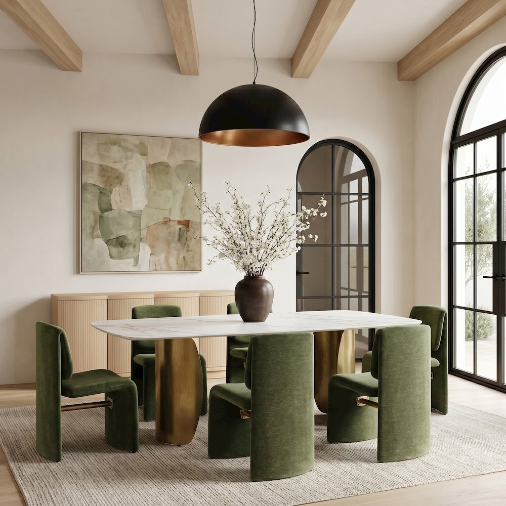 Slique Green Fabric Upholstered Dining Chair