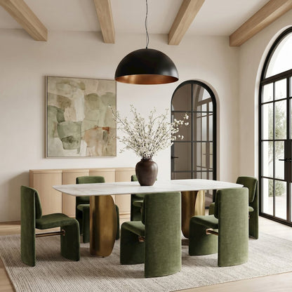 Slique Green Fabric Upholstered Dining Chair