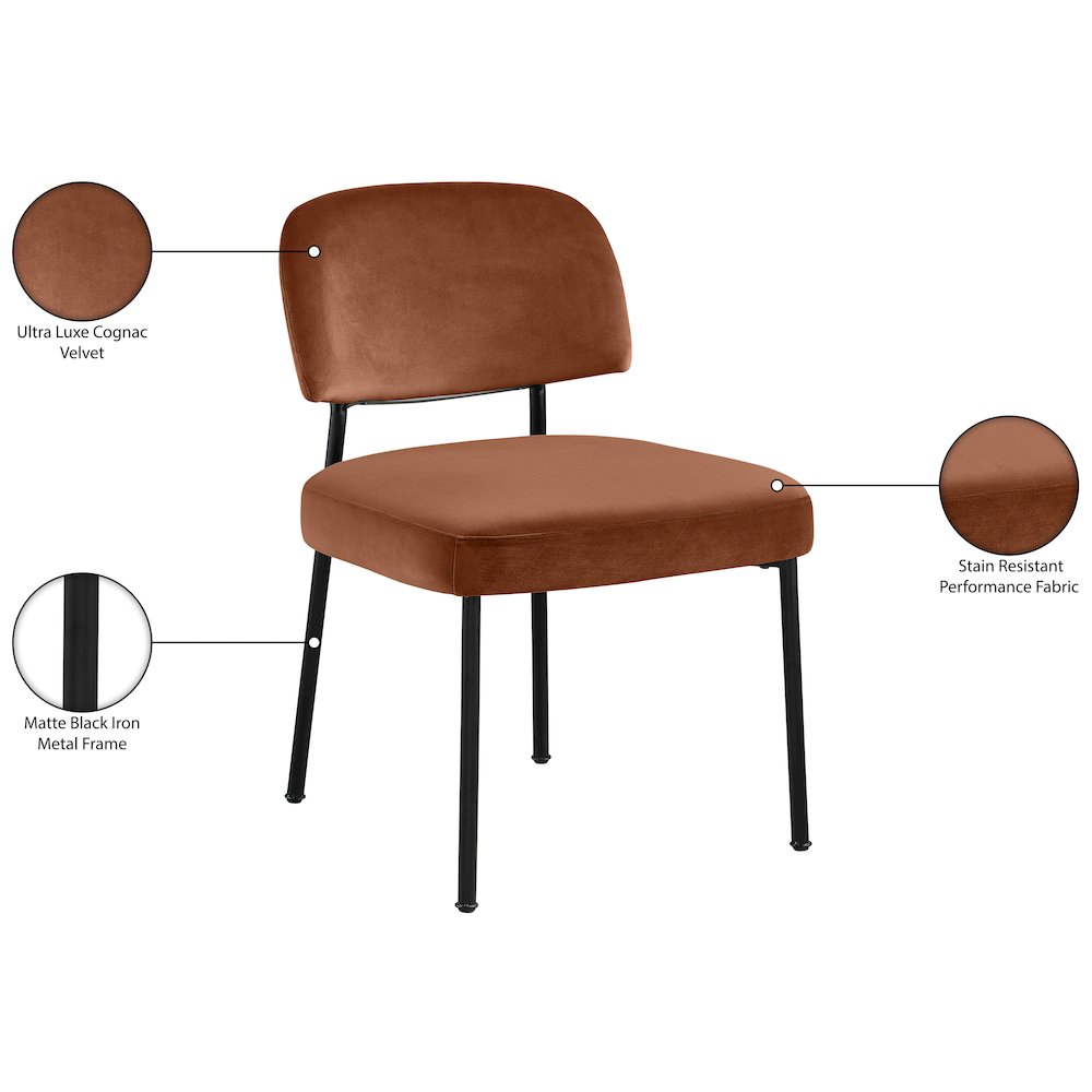 Zarelle Cognac Performance Fabric Upholstered Dining Chair, Set of 2