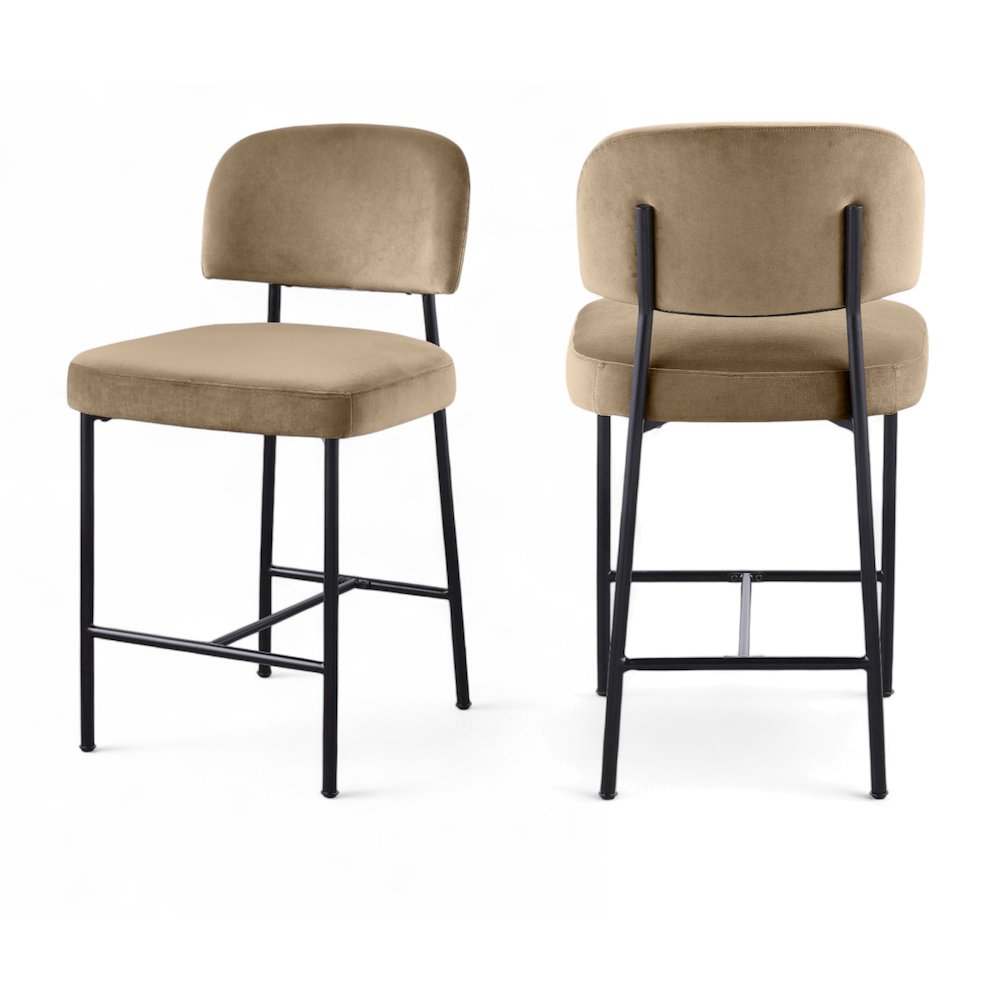 Zarelle Beige Performance Fabric Upholstered Counter Stool, Set of 2