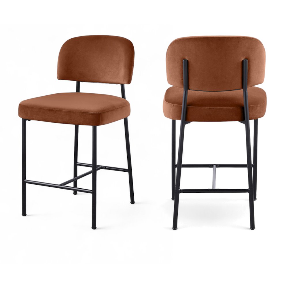 Zarelle Cognac Performance Fabric Upholstered Counter Stool, Set of 2