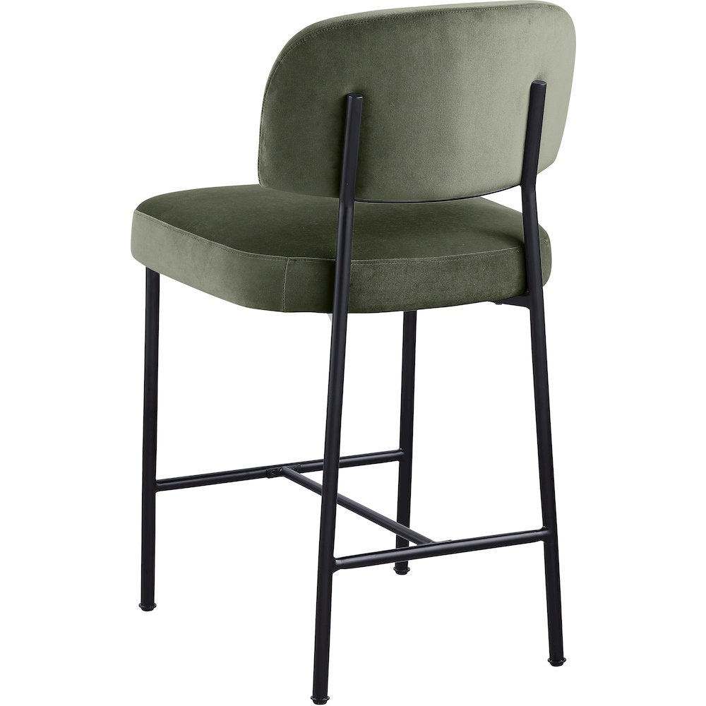 Zarelle Green Performance Fabric Upholstered Counter Stool, Set of 2