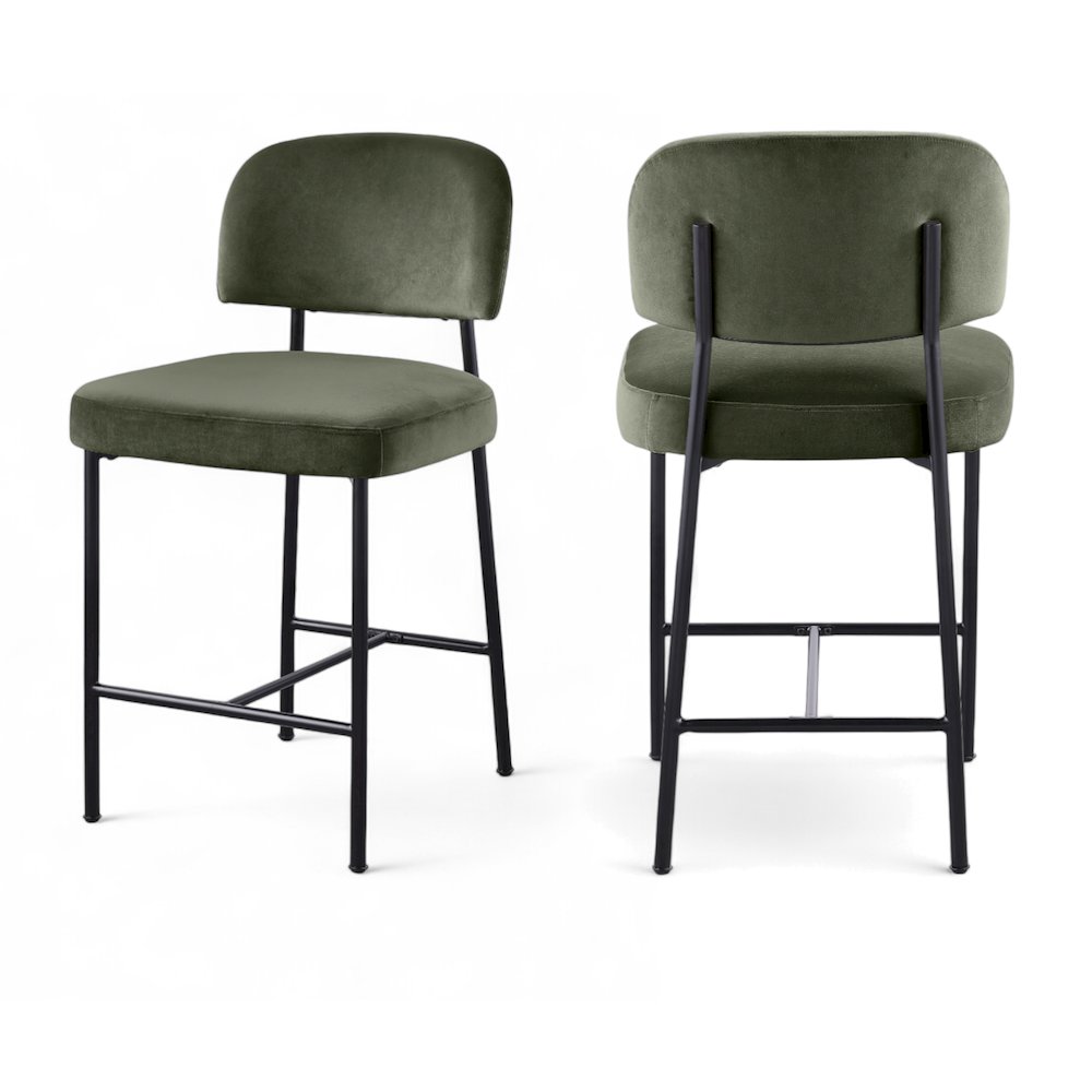 Zarelle Green Performance Fabric Upholstered Counter Stool, Set of 2