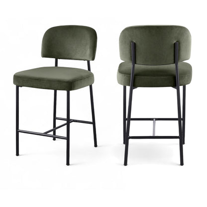 Zarelle Green Performance Fabric Upholstered Counter Stool, Set of 2