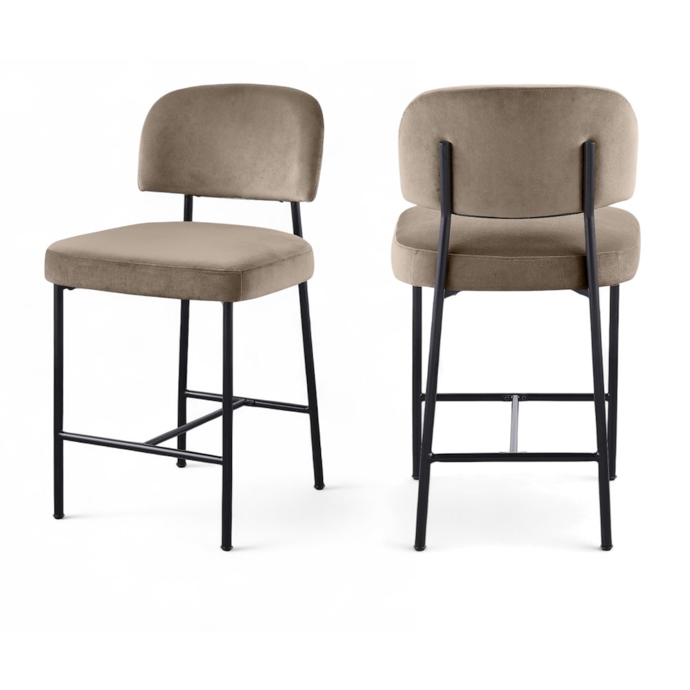 Zarelle Taupe Performance Fabric Upholstered Counter Stool, Set of 2