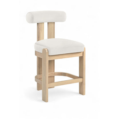 Arienzo Cream Velvet Performance Fabric Upholstered Counter Stool, Set of 2