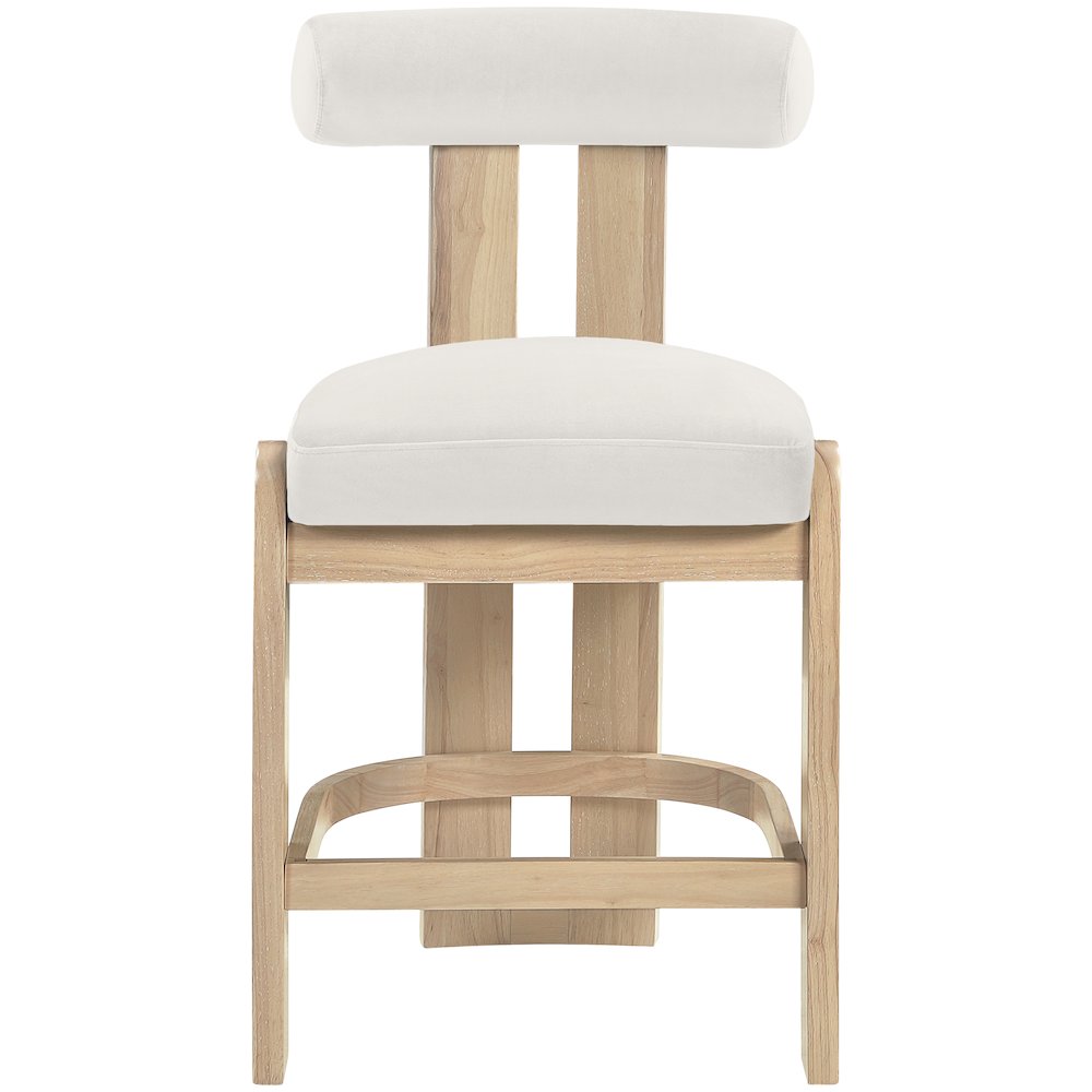 Arienzo Cream Velvet Performance Fabric Upholstered Counter Stool, Set of 2
