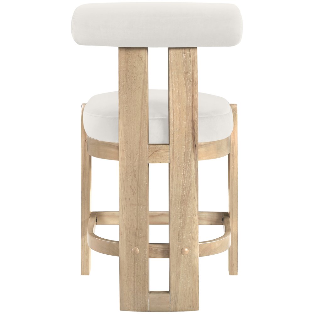 Arienzo Cream Velvet Performance Fabric Upholstered Counter Stool, Set of 2