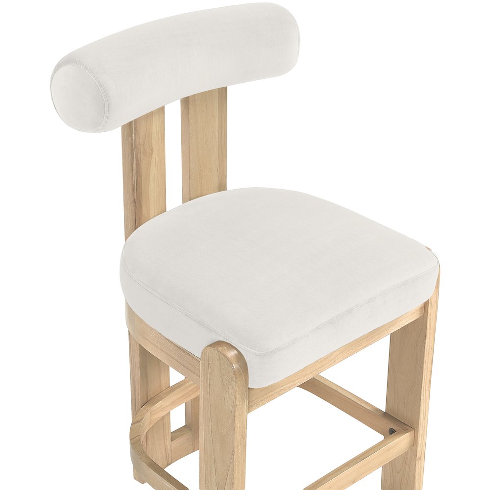 Arienzo Cream Velvet Performance Fabric Upholstered Counter Stool, Set of 2