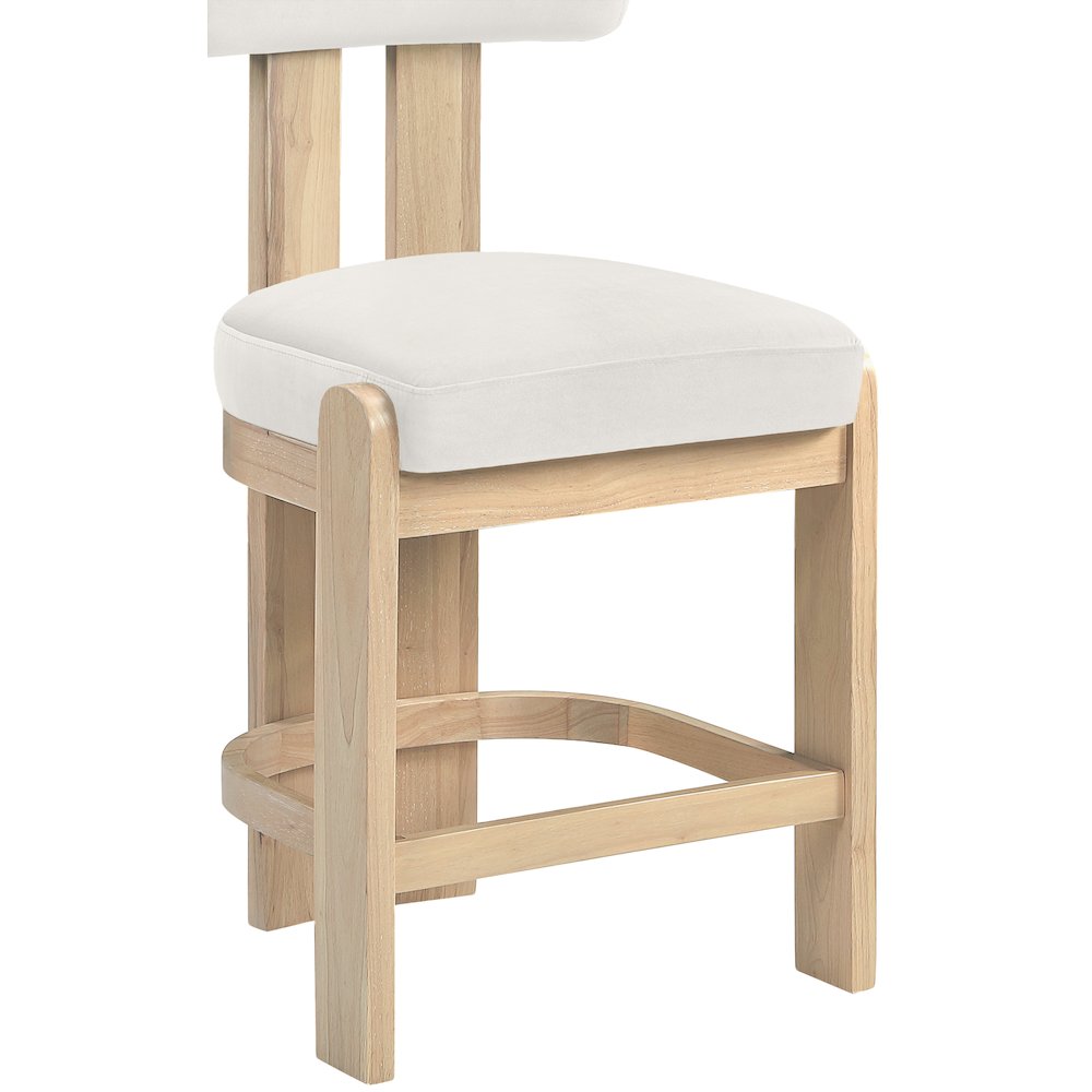 Arienzo Cream Velvet Performance Fabric Upholstered Counter Stool, Set of 2
