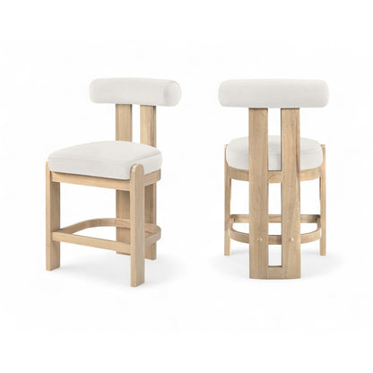 Arienzo Cream Velvet Performance Fabric Upholstered Counter Stool, Set of 2