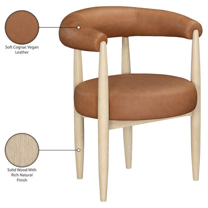 Sable Cognac Vegan Leather Upholstered Dining Chair