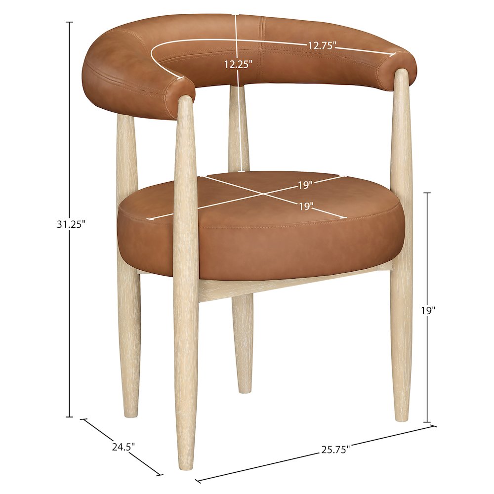 Sable Cognac Vegan Leather Upholstered Dining Chair