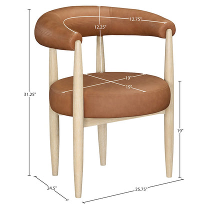 Sable Cognac Vegan Leather Upholstered Dining Chair