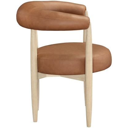 Sable Cognac Vegan Leather Upholstered Dining Chair