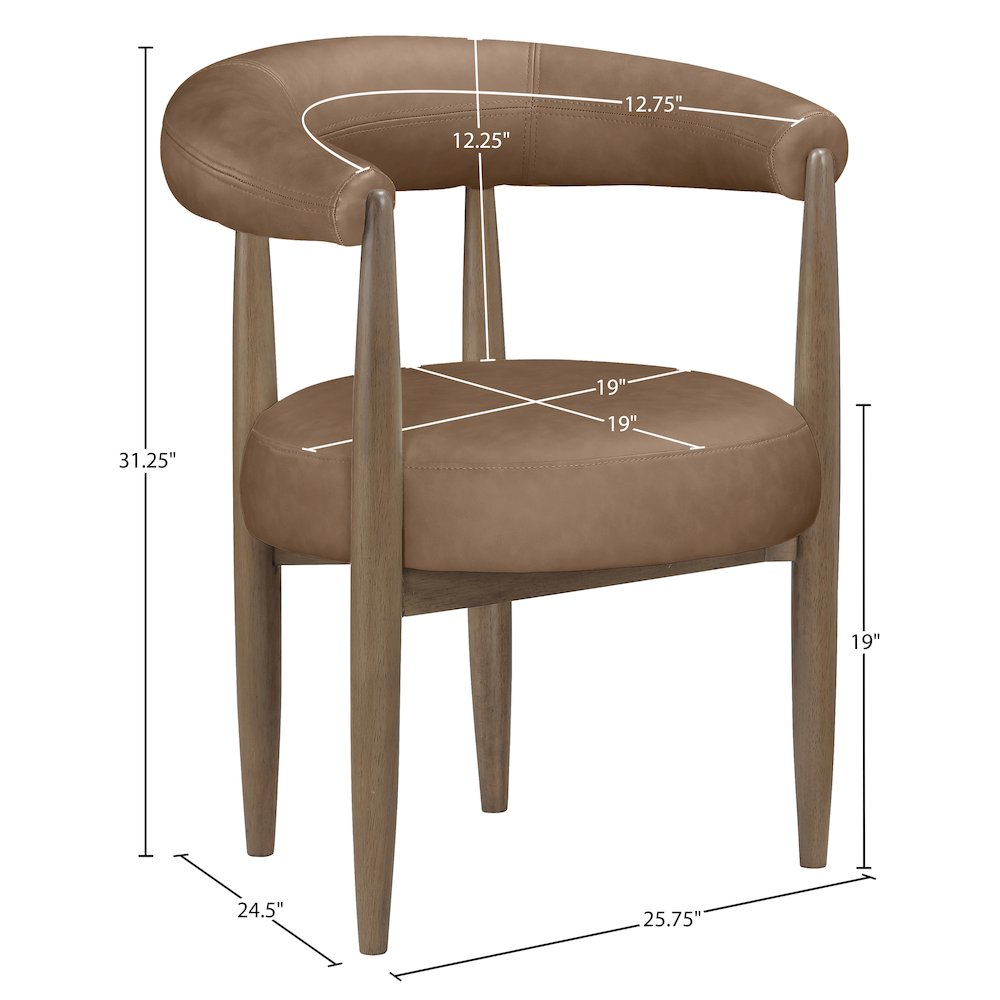 Sable Brown Vegan Leather Upholstered Dining Chair