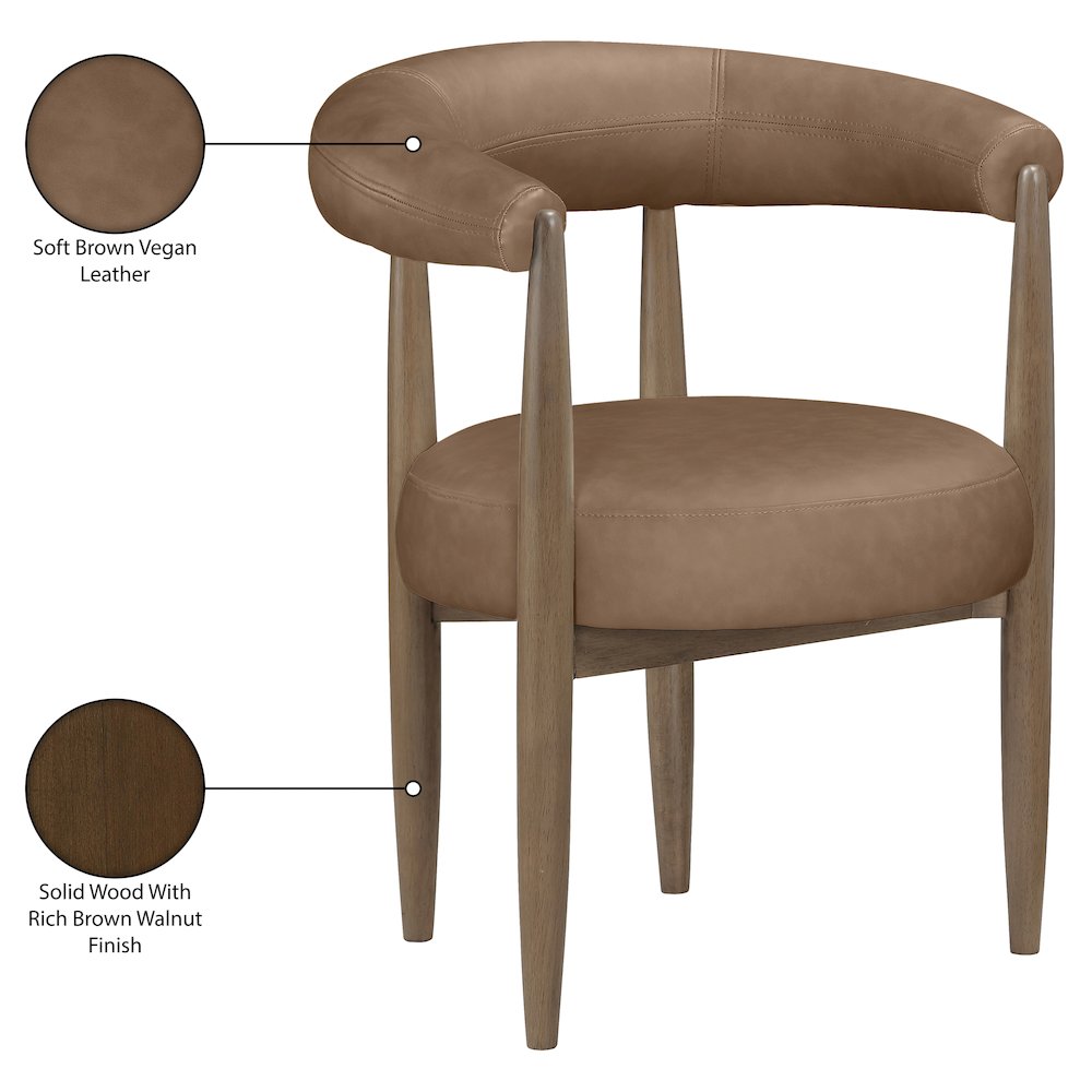 Sable Brown Vegan Leather Upholstered Dining Chair