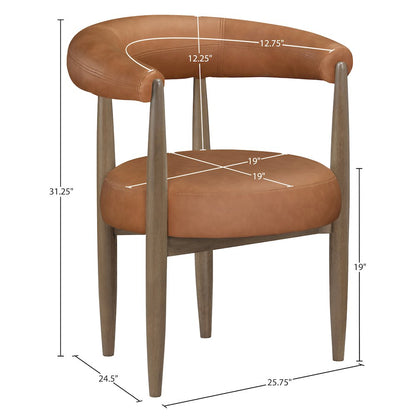 Sable Cognac Vegan Leather Upholstered Dining Chair