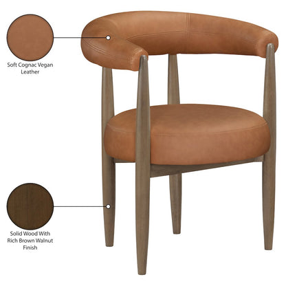 Sable Cognac Vegan Leather Upholstered Dining Chair