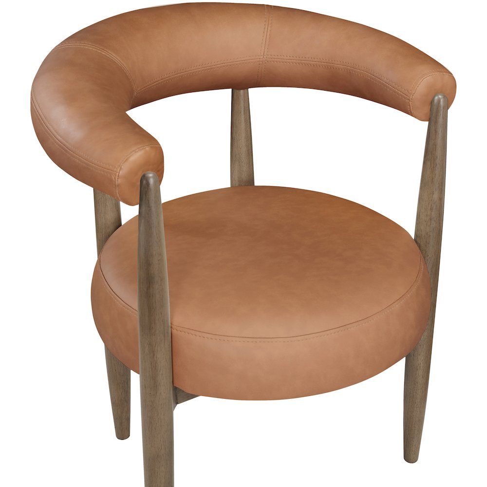 Sable Cognac Vegan Leather Upholstered Dining Chair