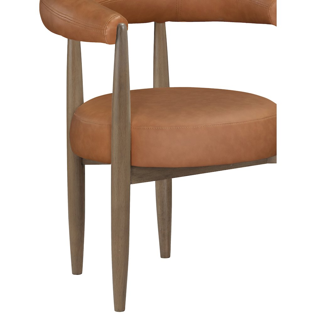 Sable Cognac Vegan Leather Upholstered Dining Chair