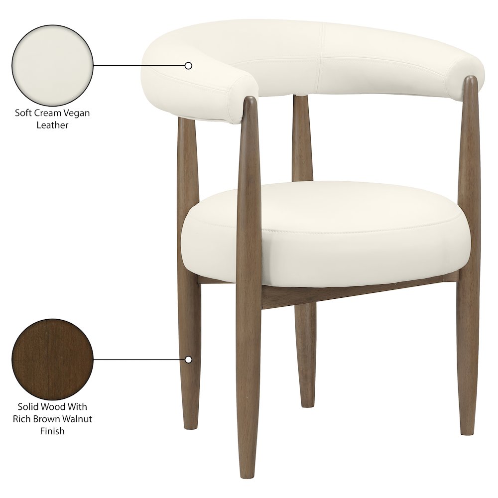 Sable Cream Vegan Leather Upholstered Dining Chair