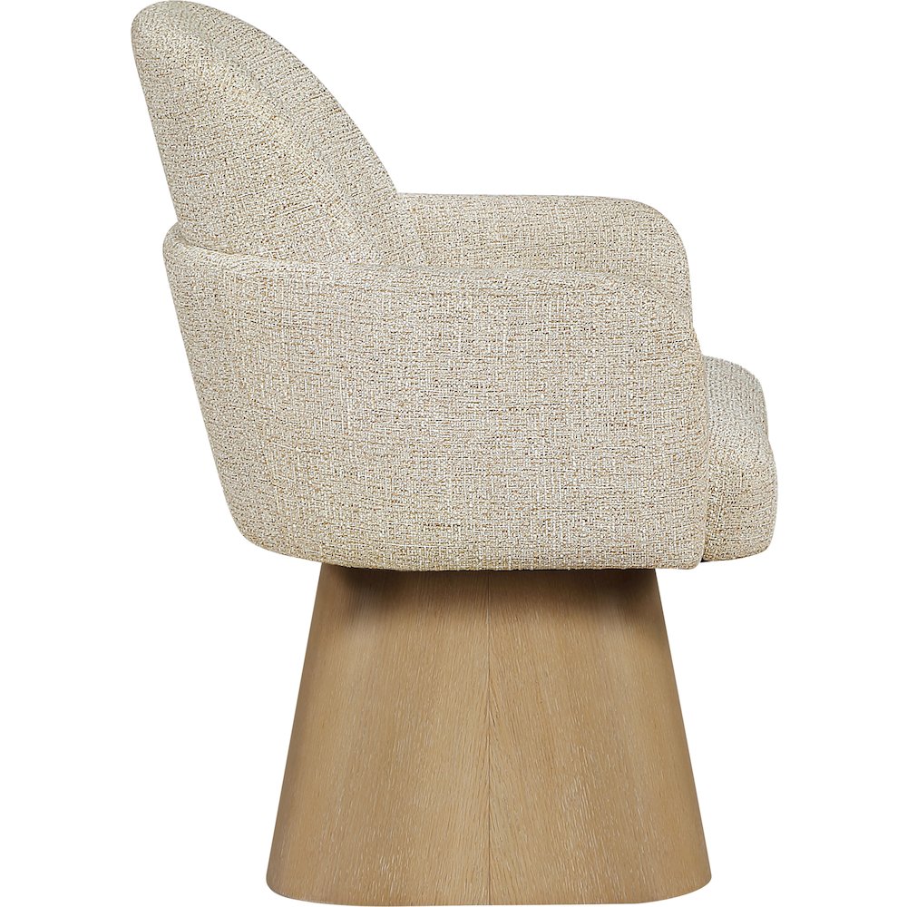 Marlowe Beige Linen Textured Fabric Upholstered Swivel Dining Arm Chair