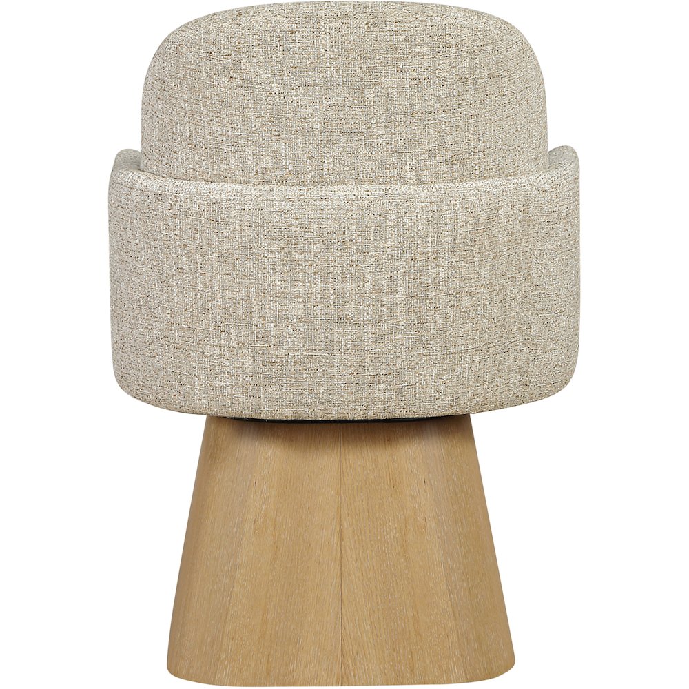 Marlowe Beige Linen Textured Fabric Upholstered Swivel Dining Arm Chair