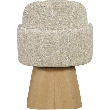 Marlowe Beige Linen Textured Fabric Upholstered Swivel Dining Arm Chair