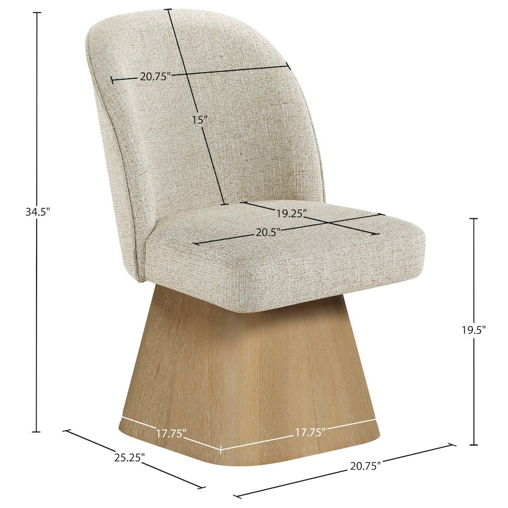 Marlowe Beige Linen Textured Fabric Upholstered Swivel Dining Side Chair