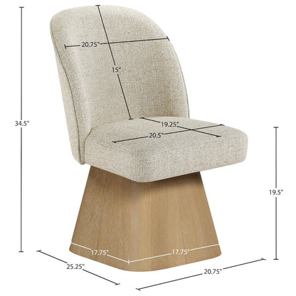 Marlowe Beige Linen Textured Fabric Upholstered Swivel Dining Side Chair