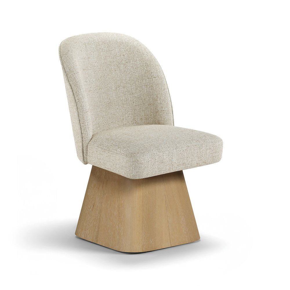 Marlowe Beige Linen Textured Fabric Upholstered Swivel Dining Side Chair
