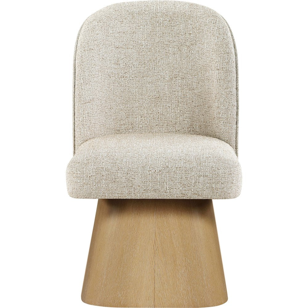 Marlowe Beige Linen Textured Fabric Upholstered Swivel Dining Side Chair
