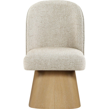 Marlowe Beige Linen Textured Fabric Upholstered Swivel Dining Side Chair