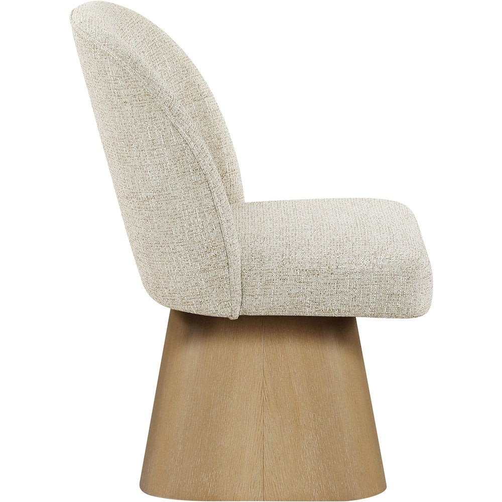 Marlowe Beige Linen Textured Fabric Upholstered Swivel Dining Side Chair