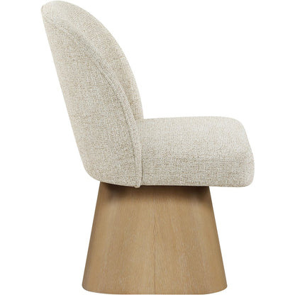 Marlowe Beige Linen Textured Fabric Upholstered Swivel Dining Side Chair