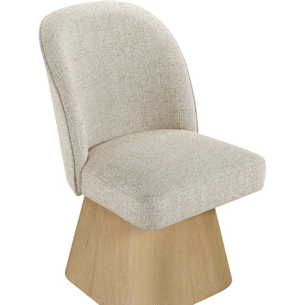Marlowe Beige Linen Textured Fabric Upholstered Swivel Dining Side Chair