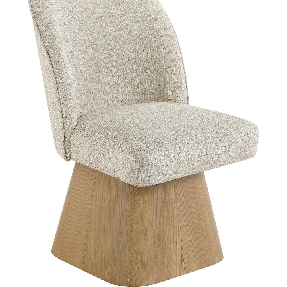 Marlowe Beige Linen Textured Fabric Upholstered Swivel Dining Side Chair