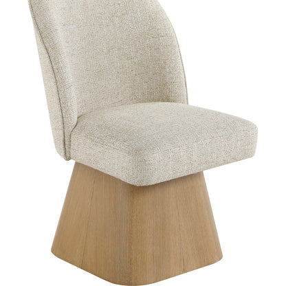 Marlowe Beige Linen Textured Fabric Upholstered Swivel Dining Side Chair