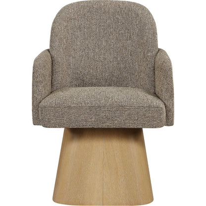 Marlowe Brown Linen Textured Fabric Upholstered Swivel Dining Arm Chair