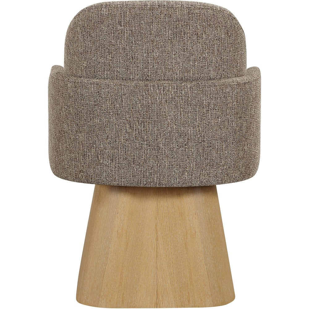 Marlowe Brown Linen Textured Fabric Upholstered Swivel Dining Arm Chair
