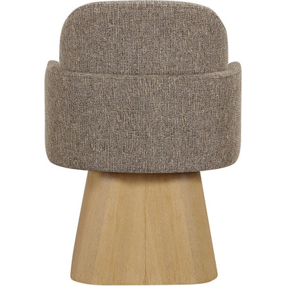 Marlowe Brown Linen Textured Fabric Upholstered Swivel Dining Arm Chair