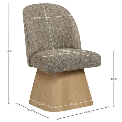Marlowe Brown Linen Textured Fabric Upholstered Swivel Dining Side Chair