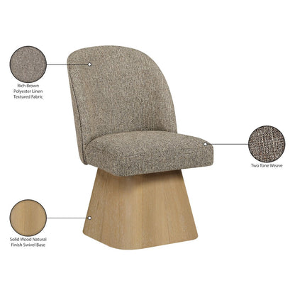 Marlowe Brown Linen Textured Fabric Upholstered Swivel Dining Side Chair