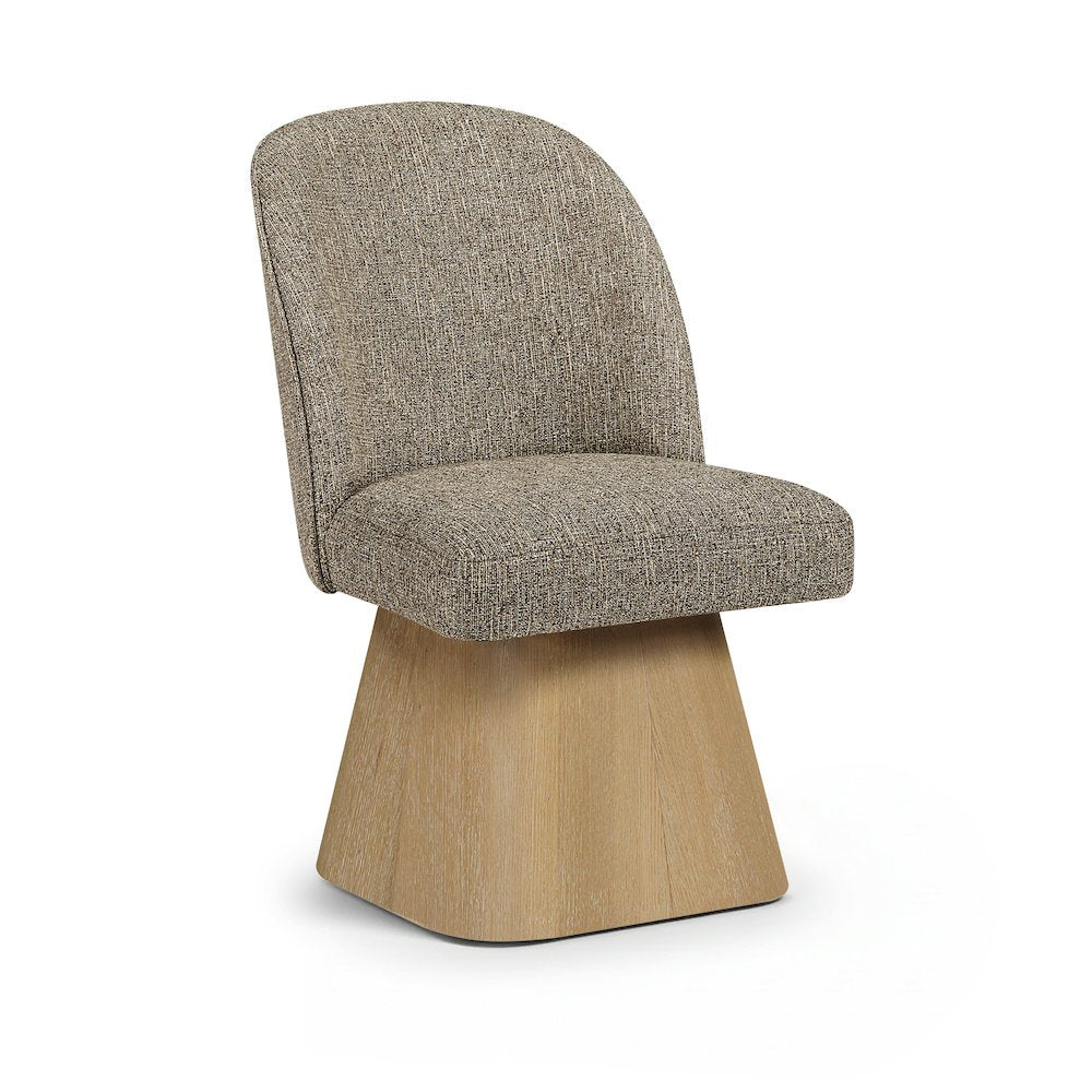 Marlowe Brown Linen Textured Fabric Upholstered Swivel Dining Side Chair