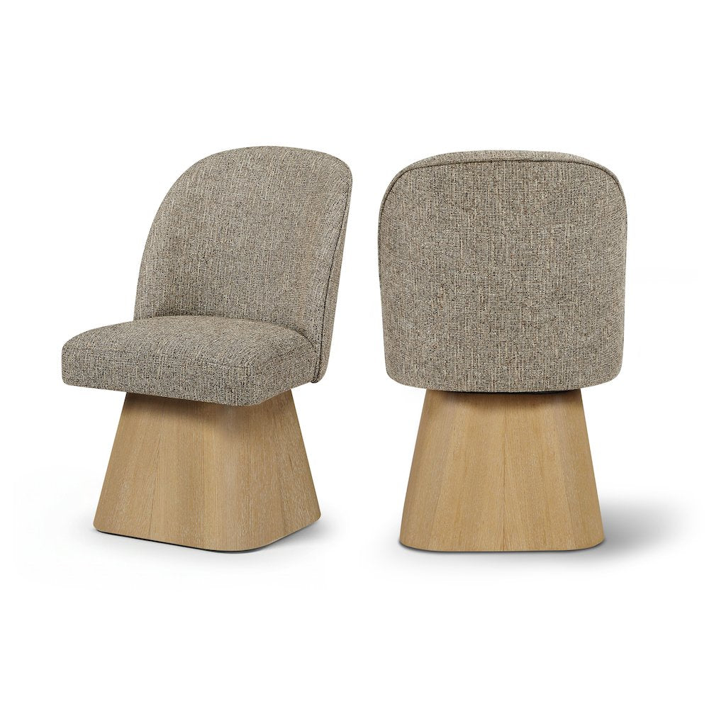 Marlowe Brown Linen Textured Fabric Upholstered Swivel Dining Side Chair
