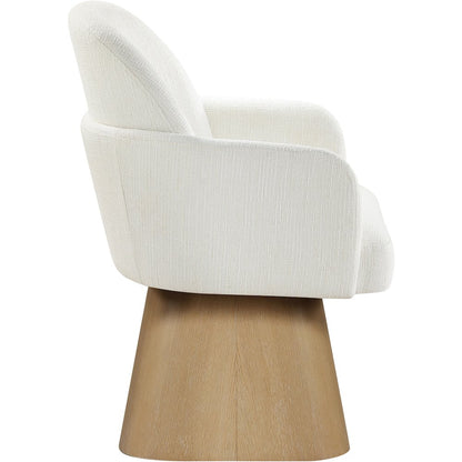 Marlowe Cream Linen Textured Fabric Upholstered Swivel Dining Arm Chair
